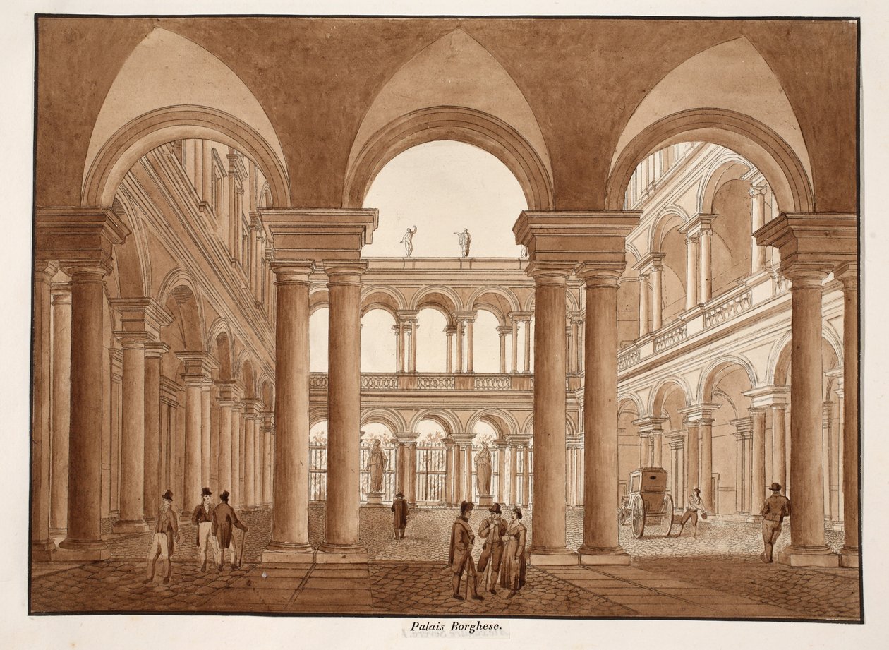 Palác Borghese, 1833 (lept s hnědým lakem) od Agostino Tofanelli