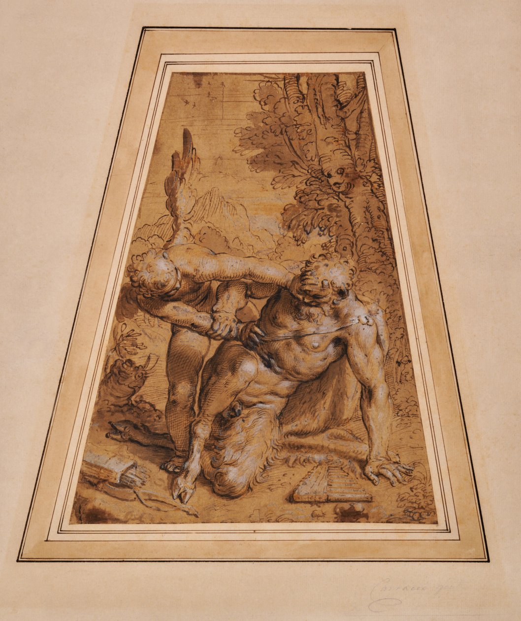 Amor dobývá Pan od Agostino (attr. to) Carracci