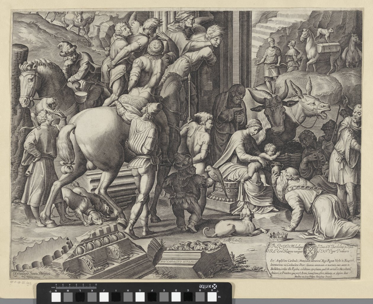 Klanění tří králů (vlevo dole) od Agostino Carracci
