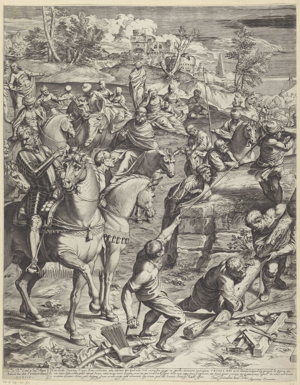 Ukřižování Krista (levá část) od Agostino Carracci