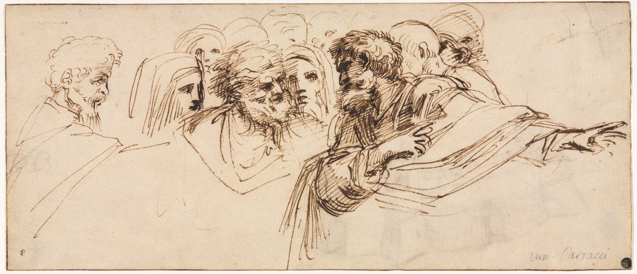 Studium hlav (recto) od Agostino Carracci