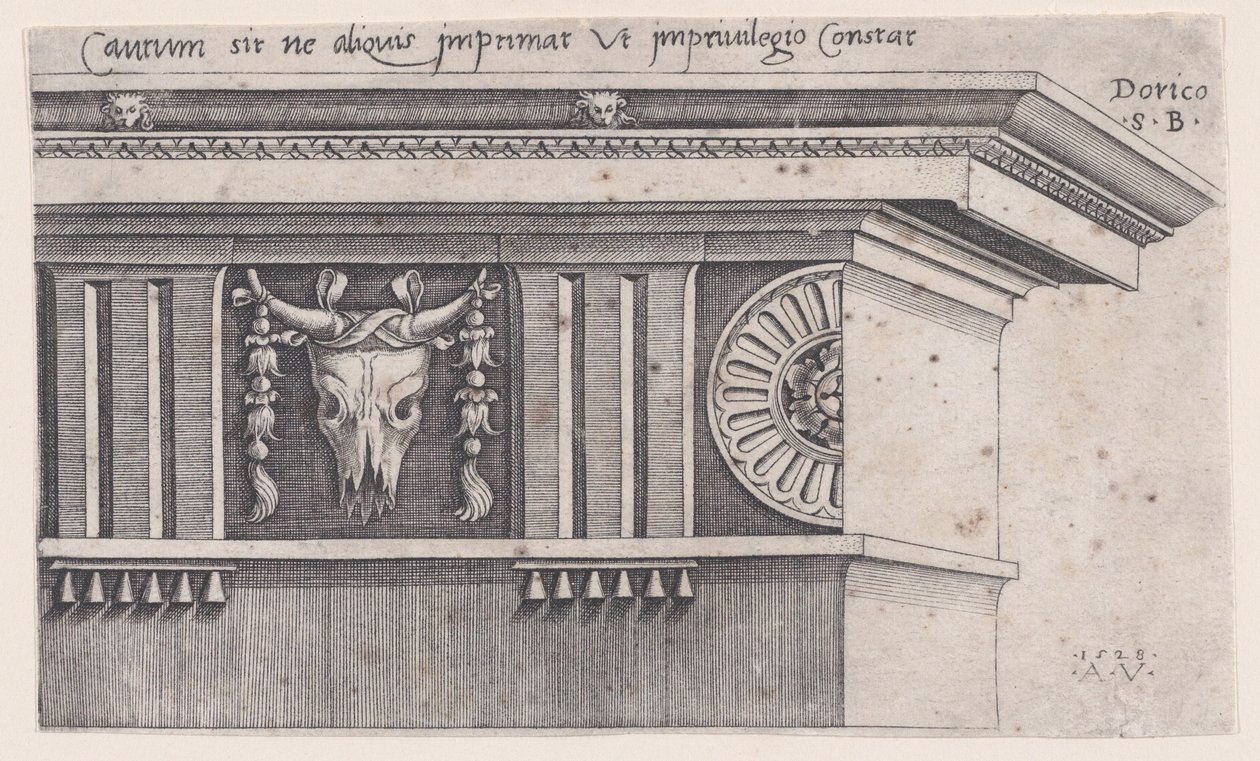 Doric Entablature, datováno 1528. od Agostino Veneziano