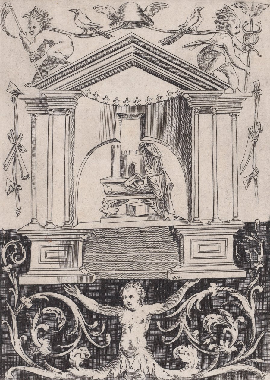 Ornamental Panel, ca. 1514-36. od Agostino Veneziano