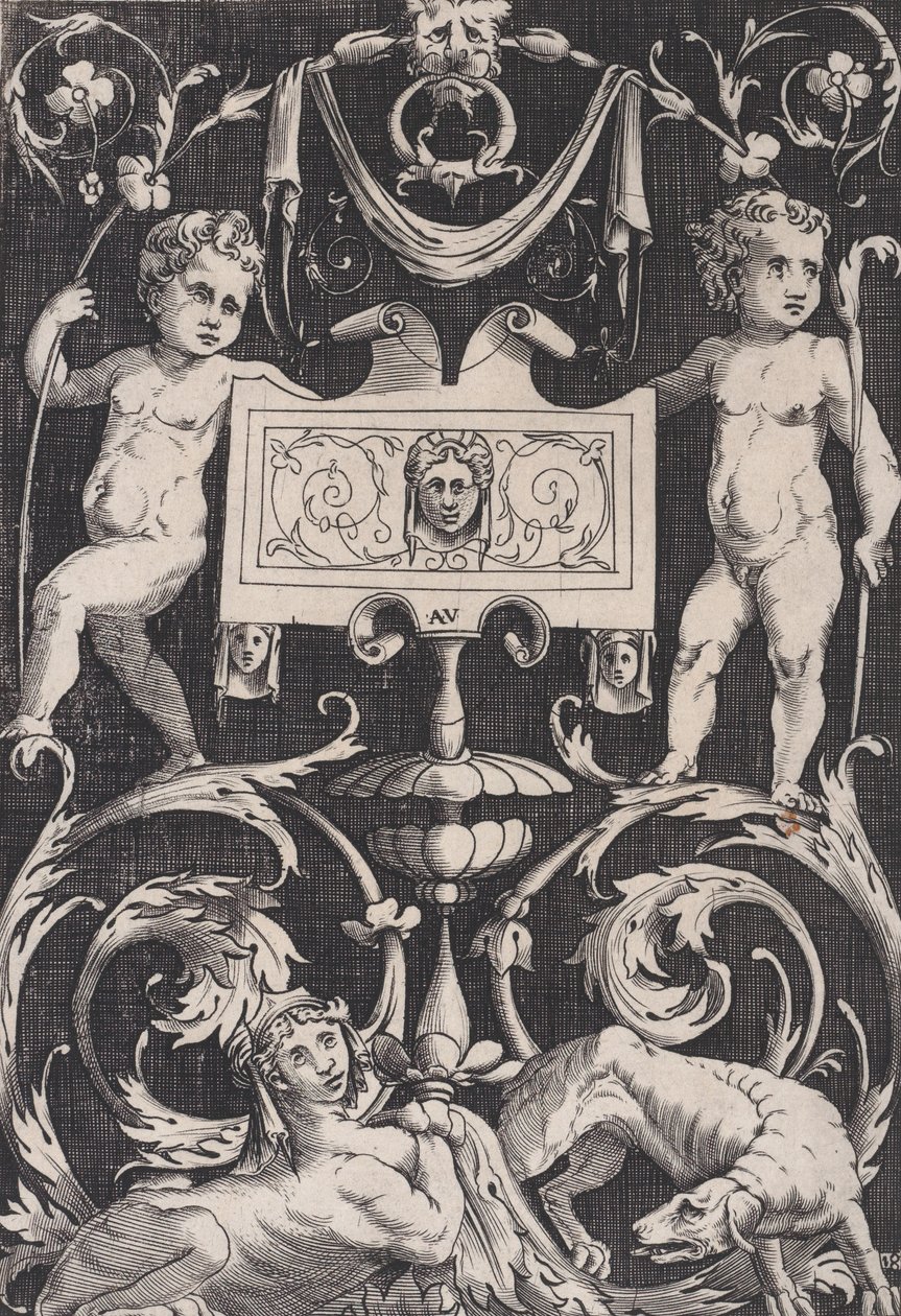 Ornamental Panel, ca. 1514-36. od Agostino Veneziano