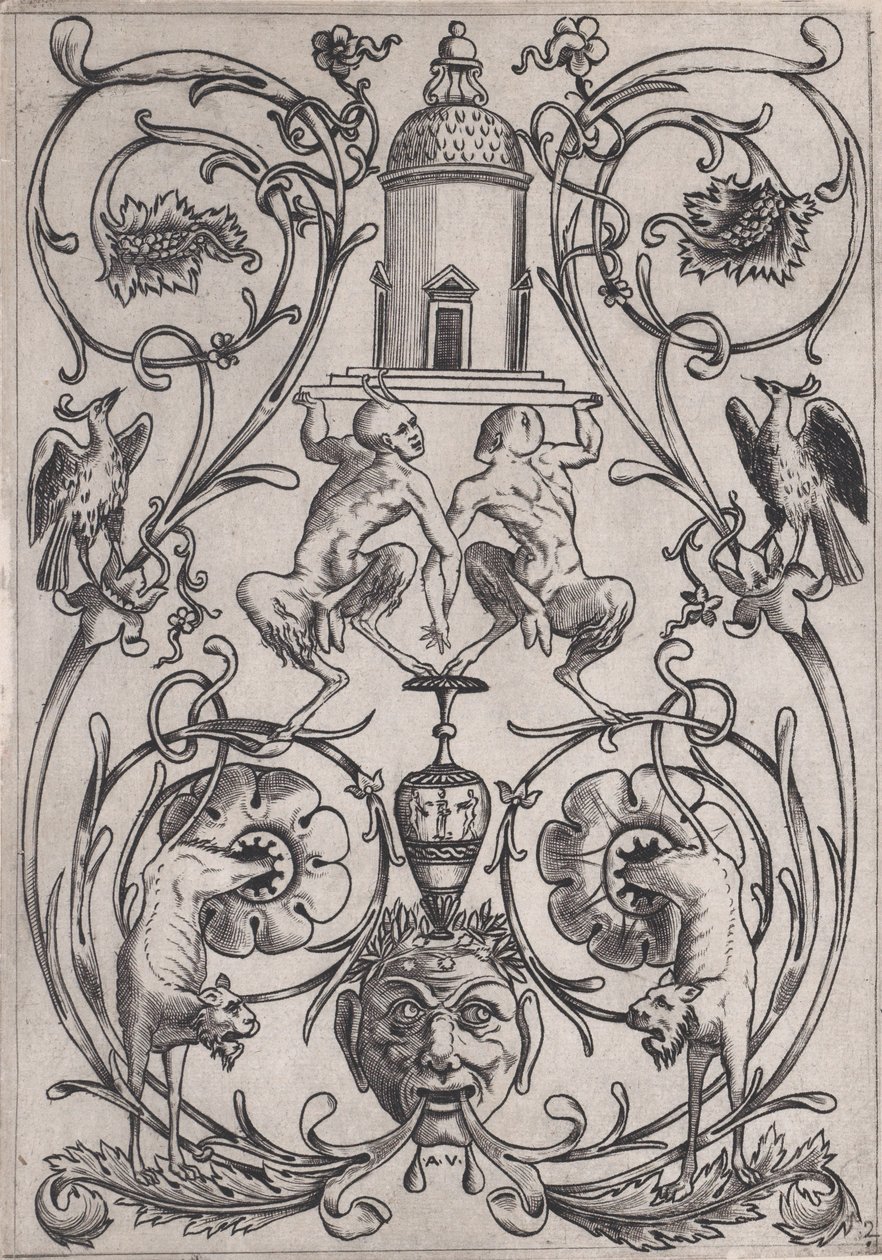 Ornamental Panel, ca. 1514-36. od Agostino Veneziano