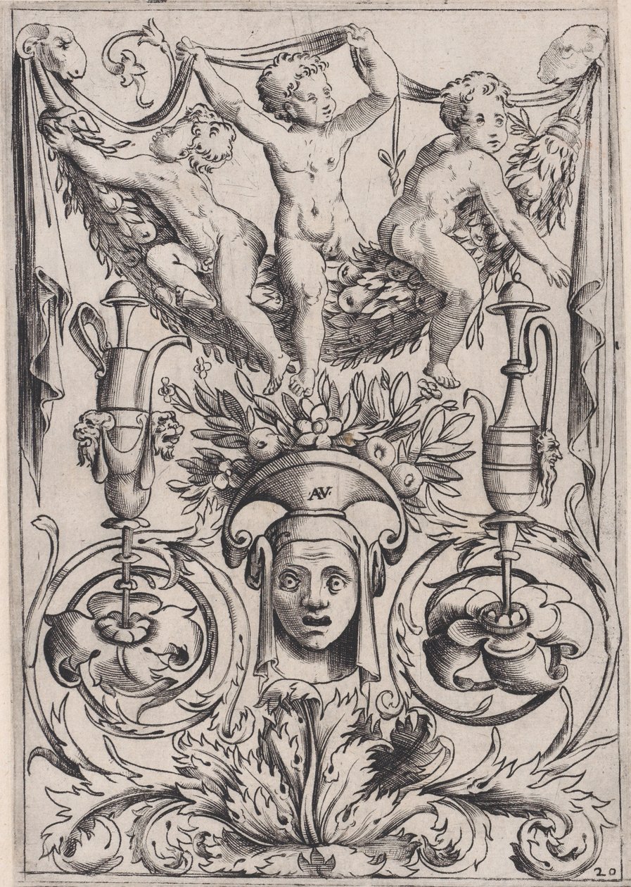 Ornamental Panel, ca. 1514-36. od Agostino Veneziano