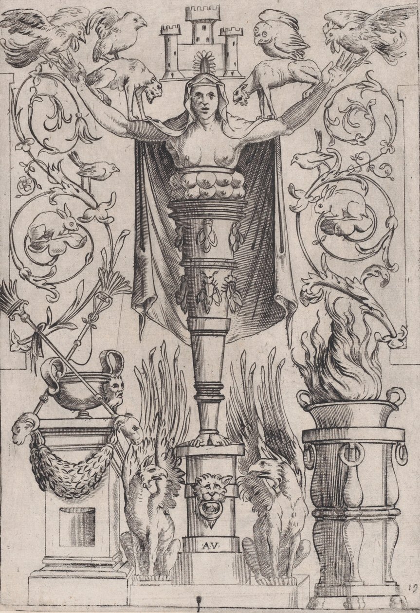 Ornamental Panel, ca. 1514-36. od Agostino Veneziano