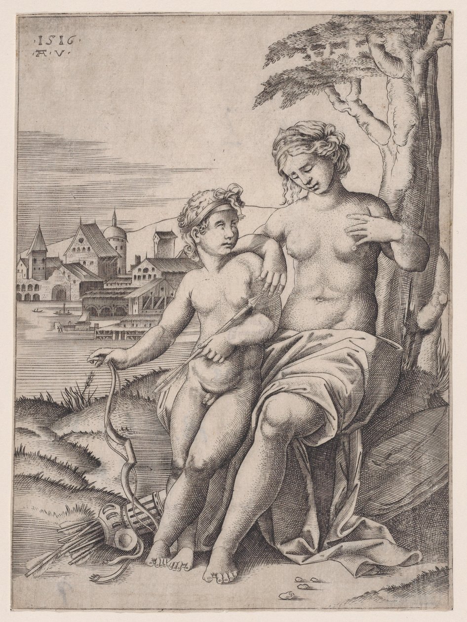 Venuše a Eros z roku 1516. od Agostino Veneziano