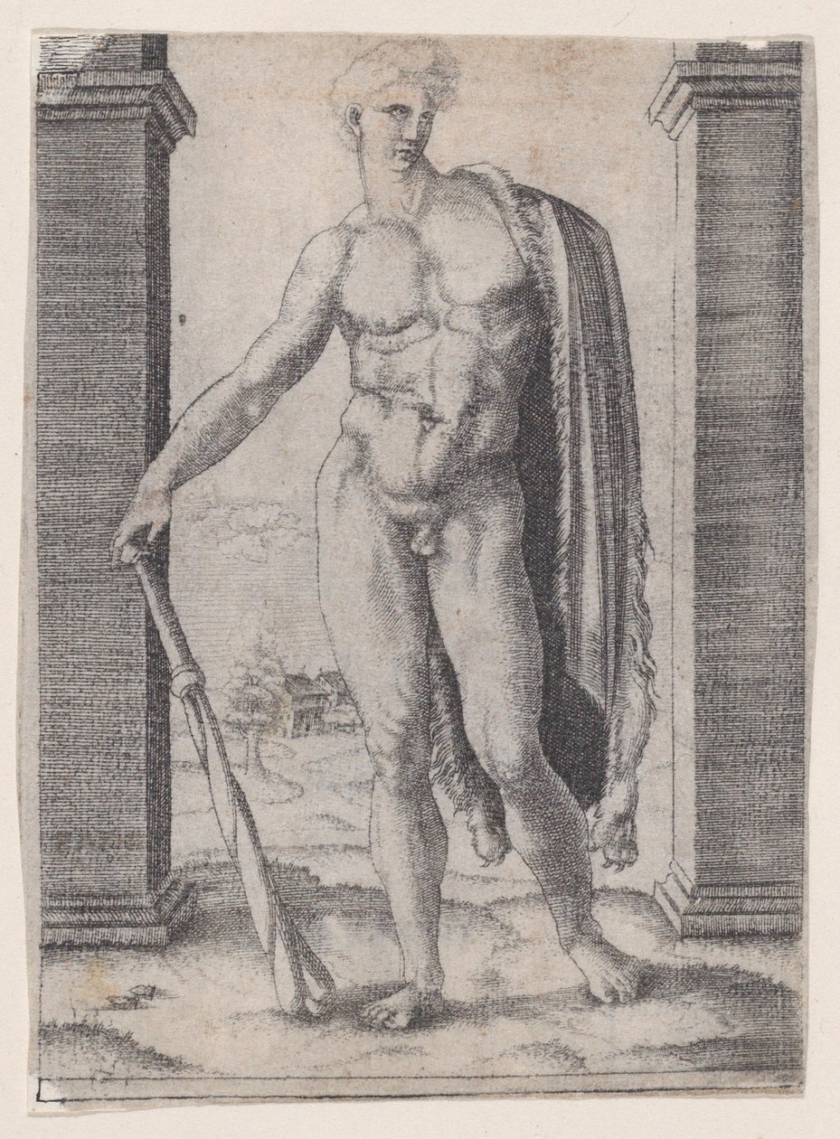 Mladý Hercules, ca. 1514-36. od Agostino Veneziano