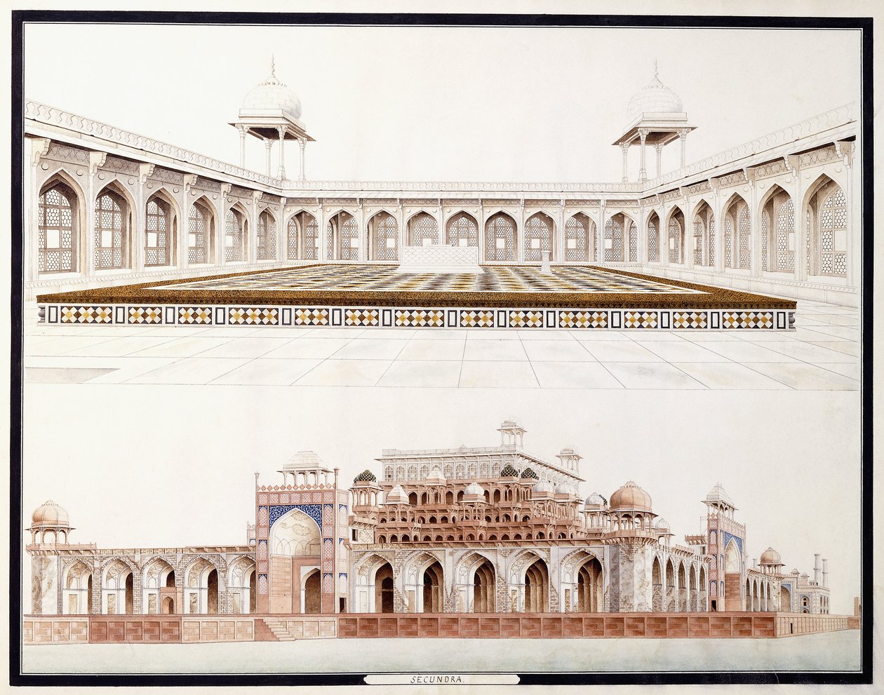 Secundra, kolem roku 1815 od Agra School