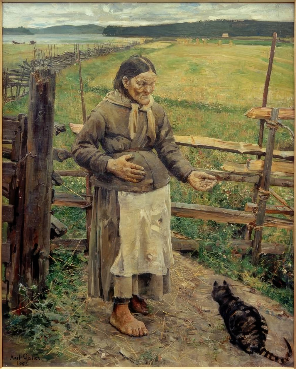 Stará žena s kočkou od Akseli Valdemar Gallen Kallela