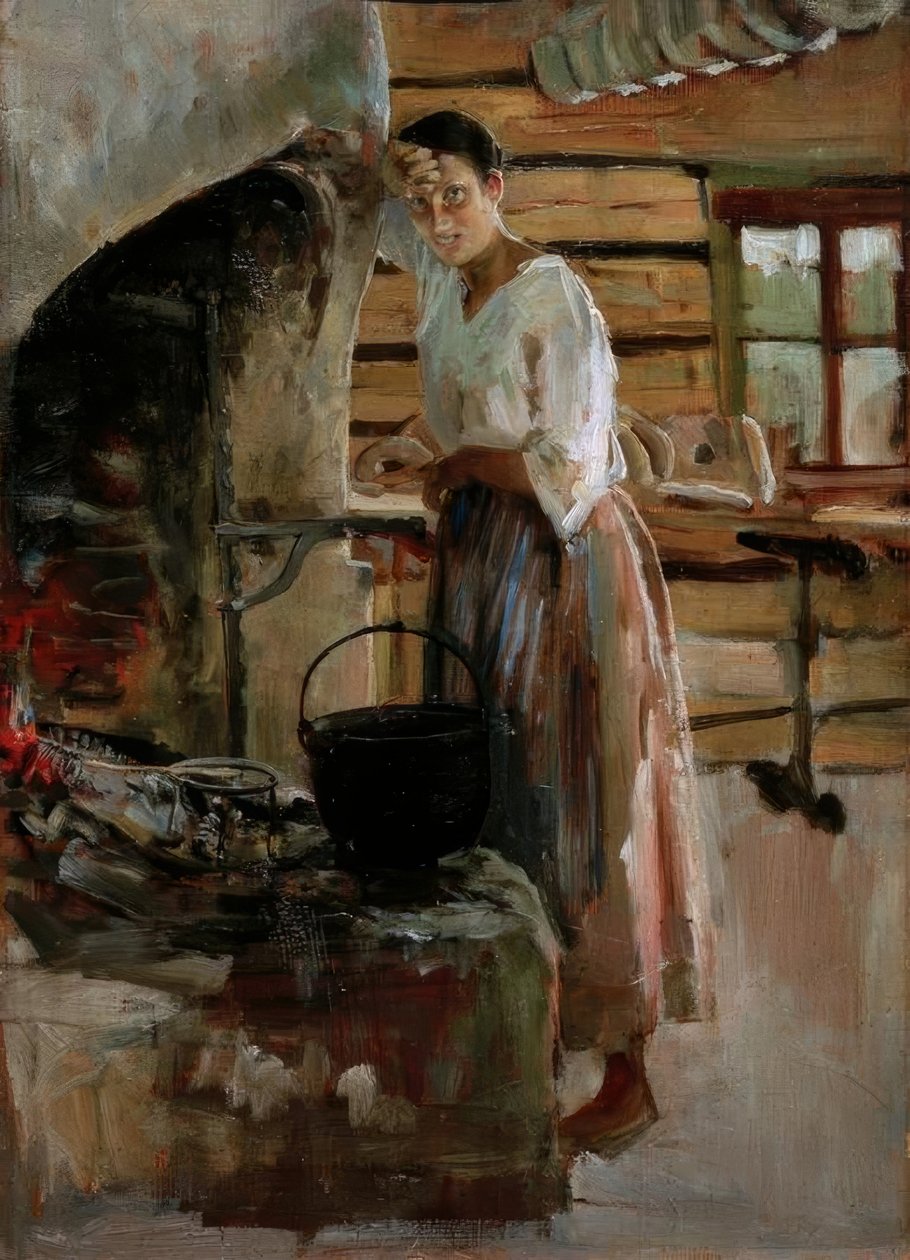 Manželka vaří vendace od Akseli Valdemar Gallen Kallela