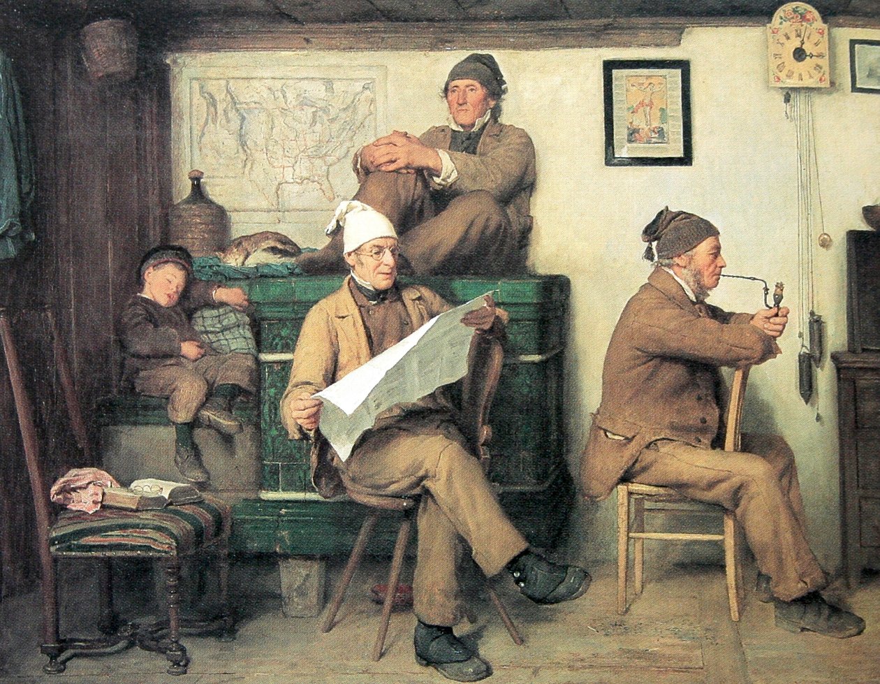 Zemědělci a noviny od Albert Anker