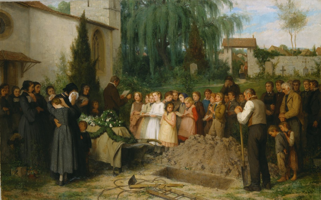 Dětský pohřeb od Albert Anker