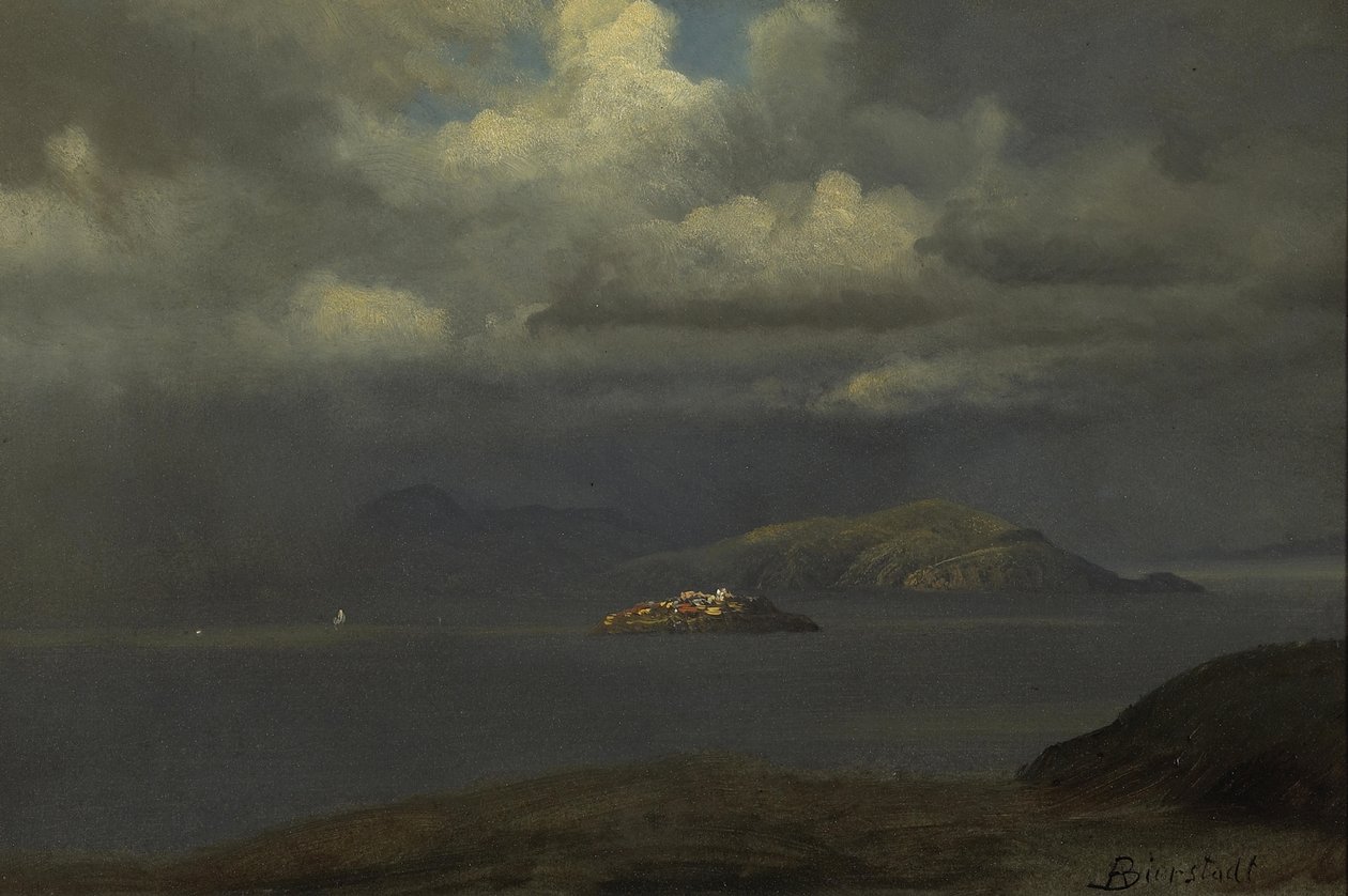 Alcatraz, Sanfranciský záliv od Albert Bierstadt