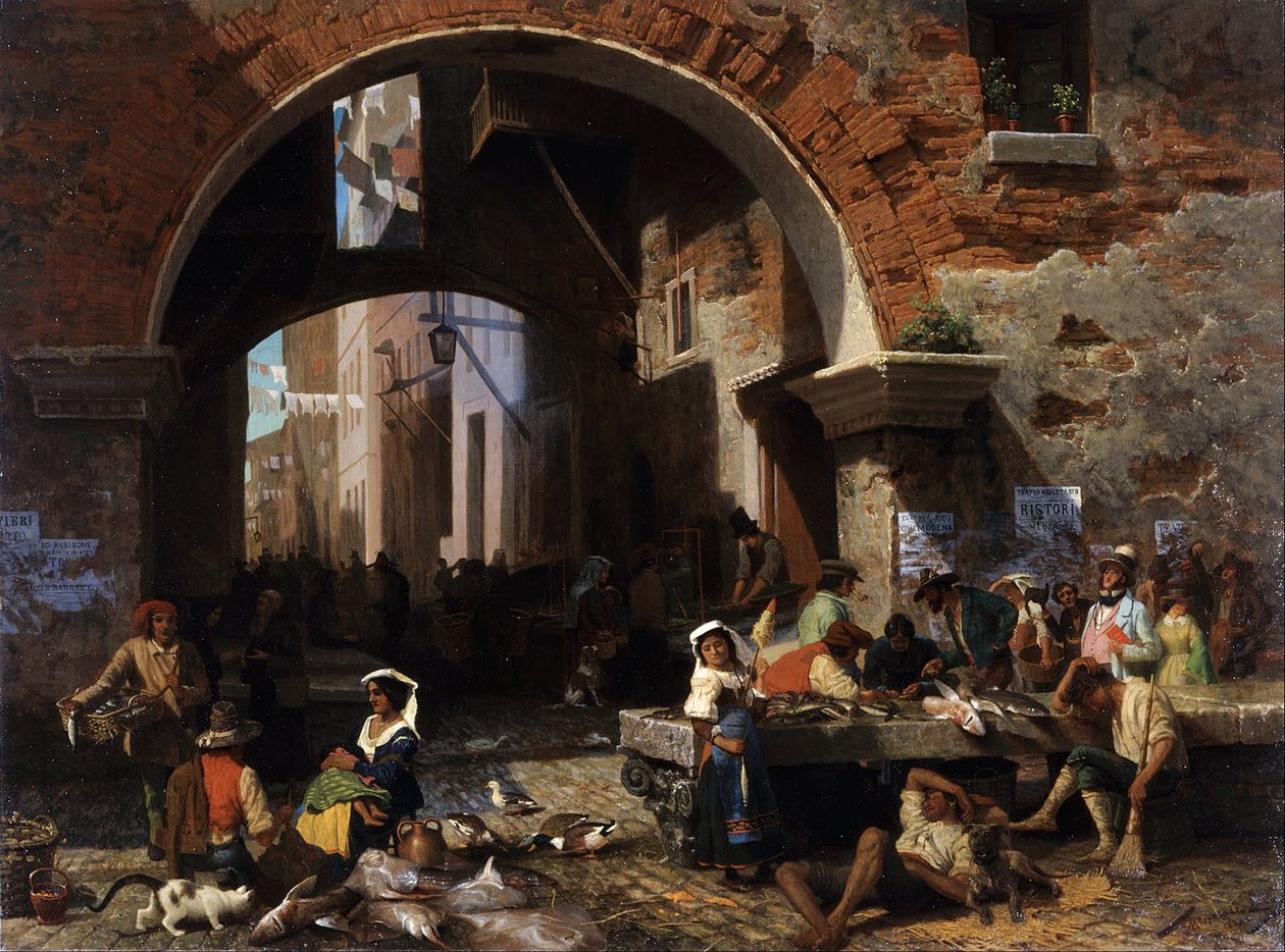 Římský rybí trh. Octaviusův oblouk od Albert Bierstadt