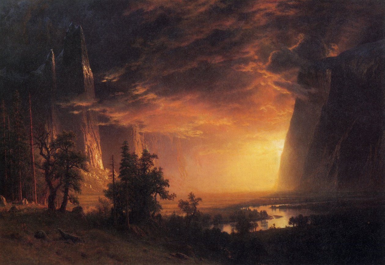 Západ slunce v údolí Yosemite od Albert Bierstadt