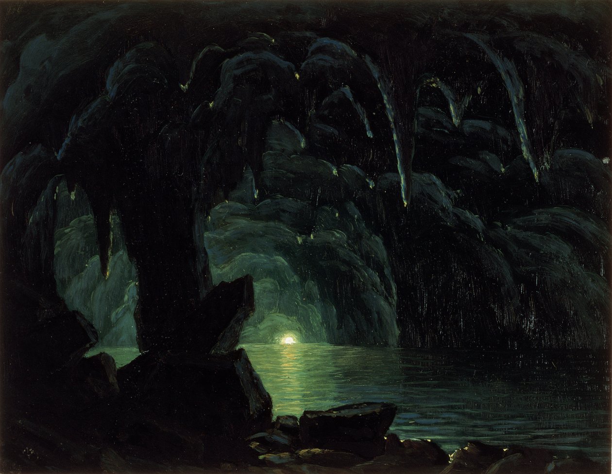 The Blue Grotto, Capri (olej na kartonu) od Albert Bierstadt