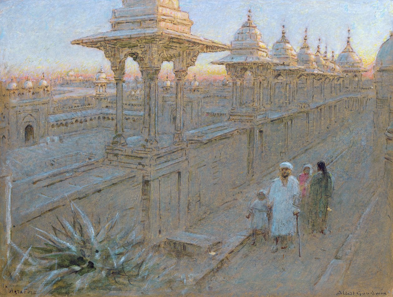 V Agra Fort (pero a inkoust a akvarel na papíře) od Albert Goodwin