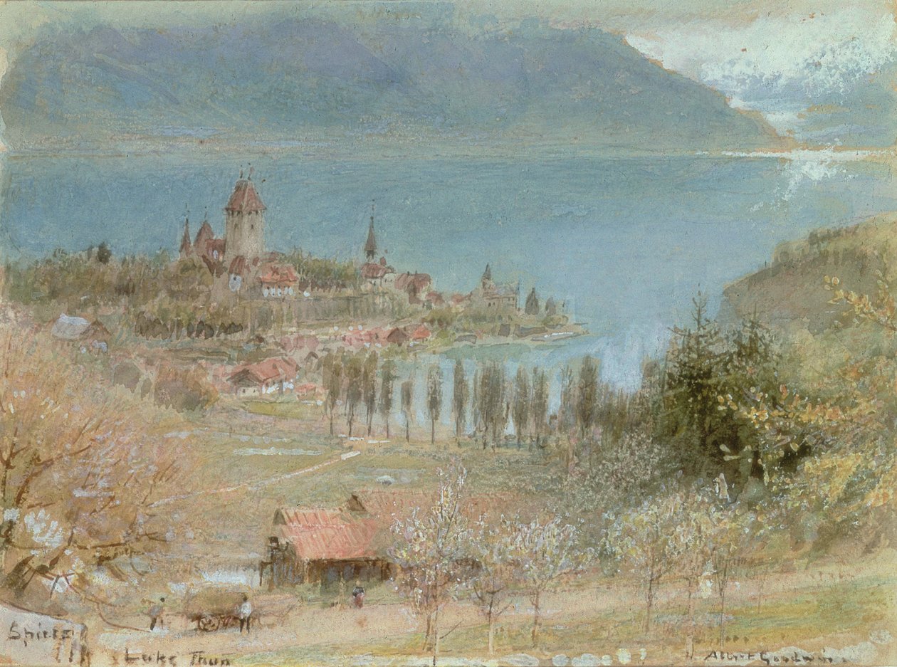 Spiez, jezero Thun od Albert Goodwin