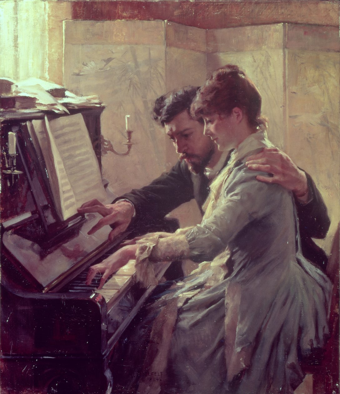 U klavíru od Albert Gustaf Aristides Edelfelt