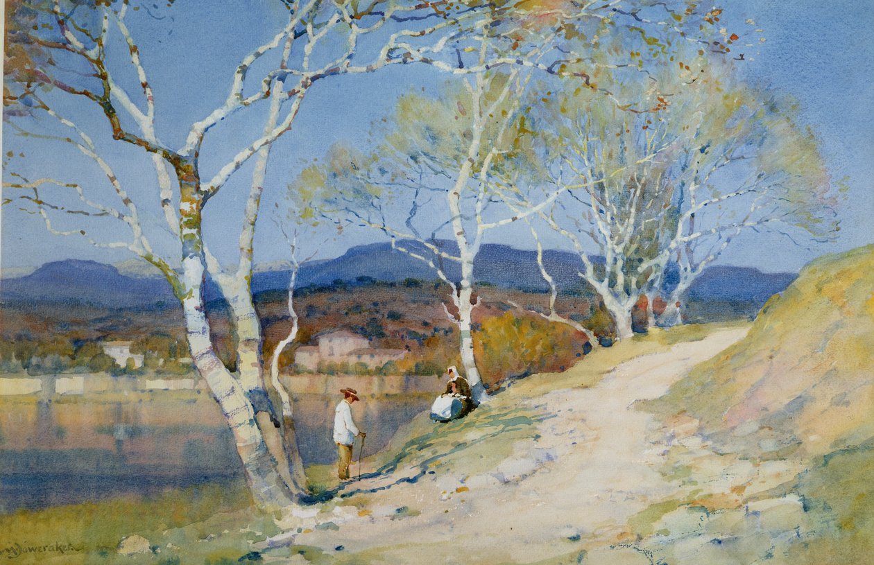 Pár u řeky od Albert Moulton Foweraker