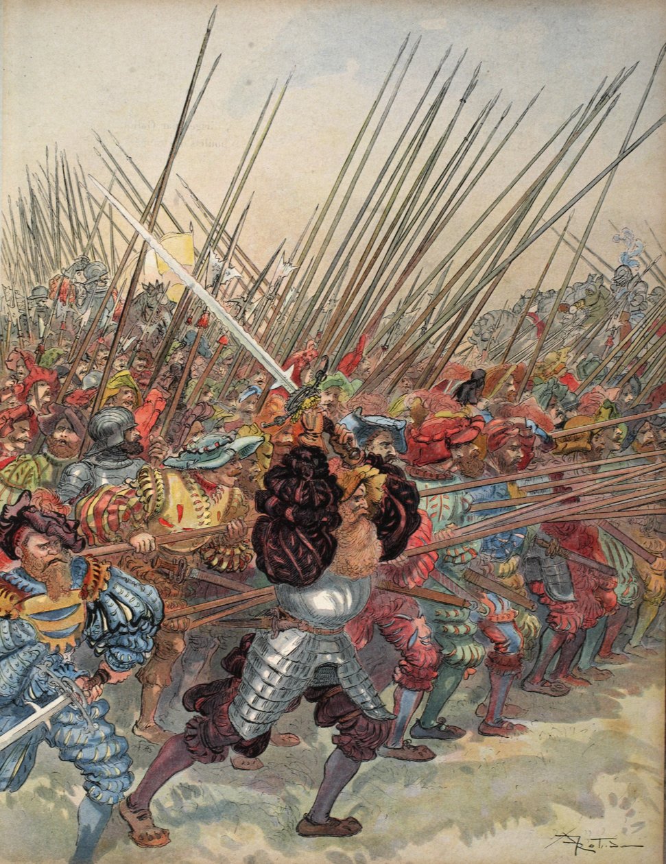 Charge of the Swiss at Marignan, ilustrace z 