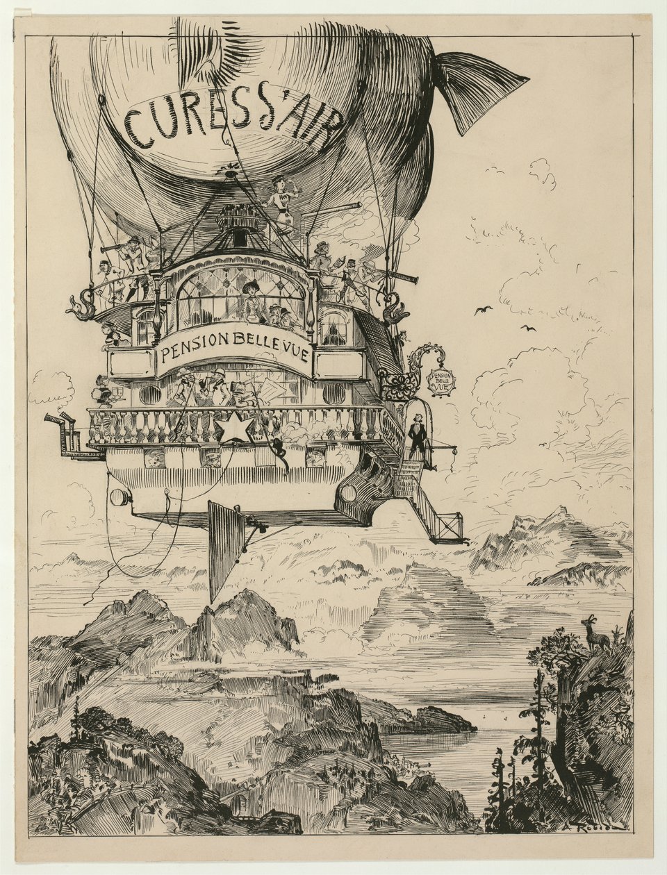 Air Cures in the Mountain, hospoda. 1883 od Albert Robida