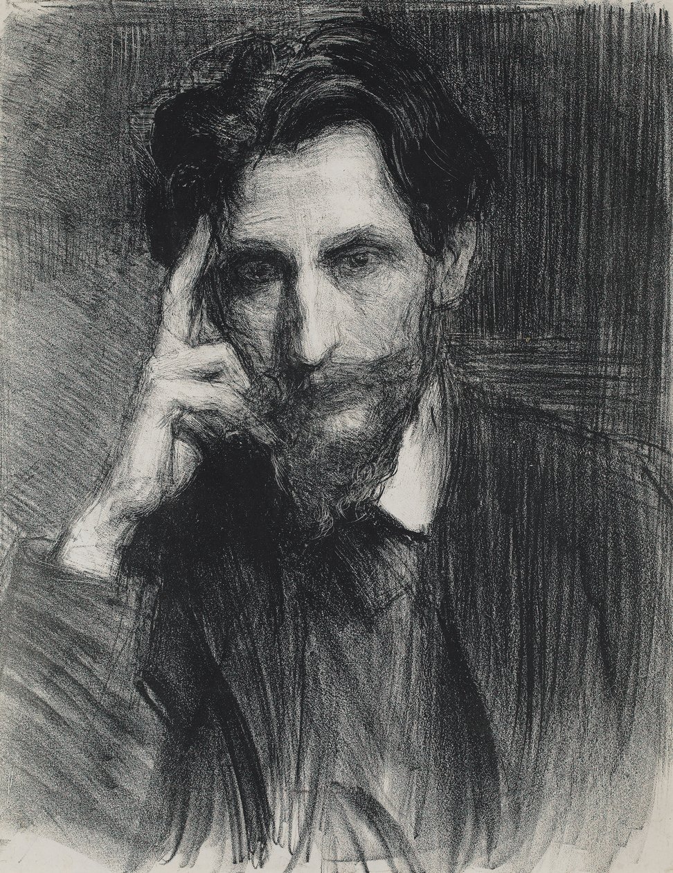 Portrét muže (uhl na papíře) od Albert de Belleroche