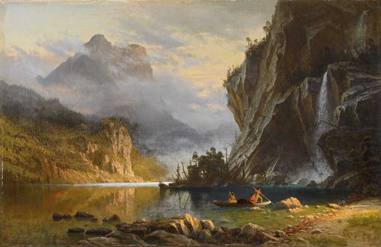 Indiáni kopí rybaření od Albert Bierstadt