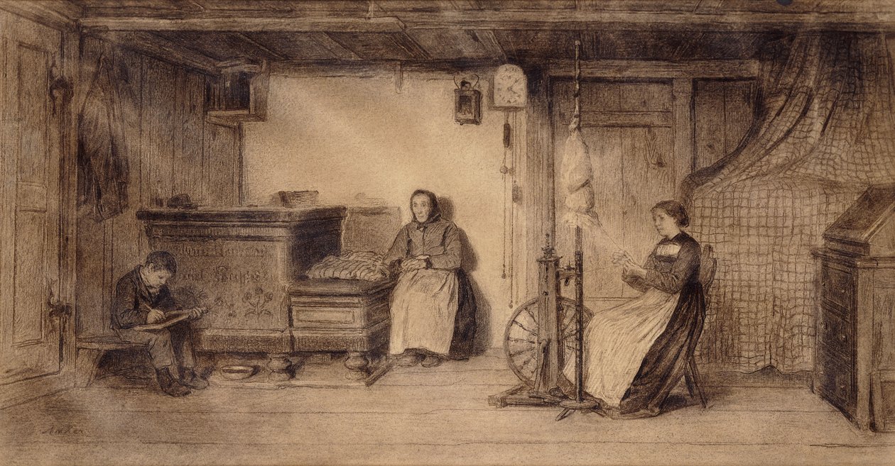 Ve Farmhouse Parlour, od Albert Anker