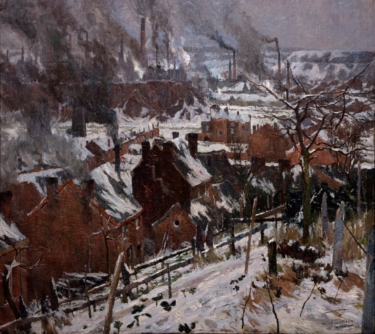 Průmyslová krajina pod sněhem od Albert Baertsoen
