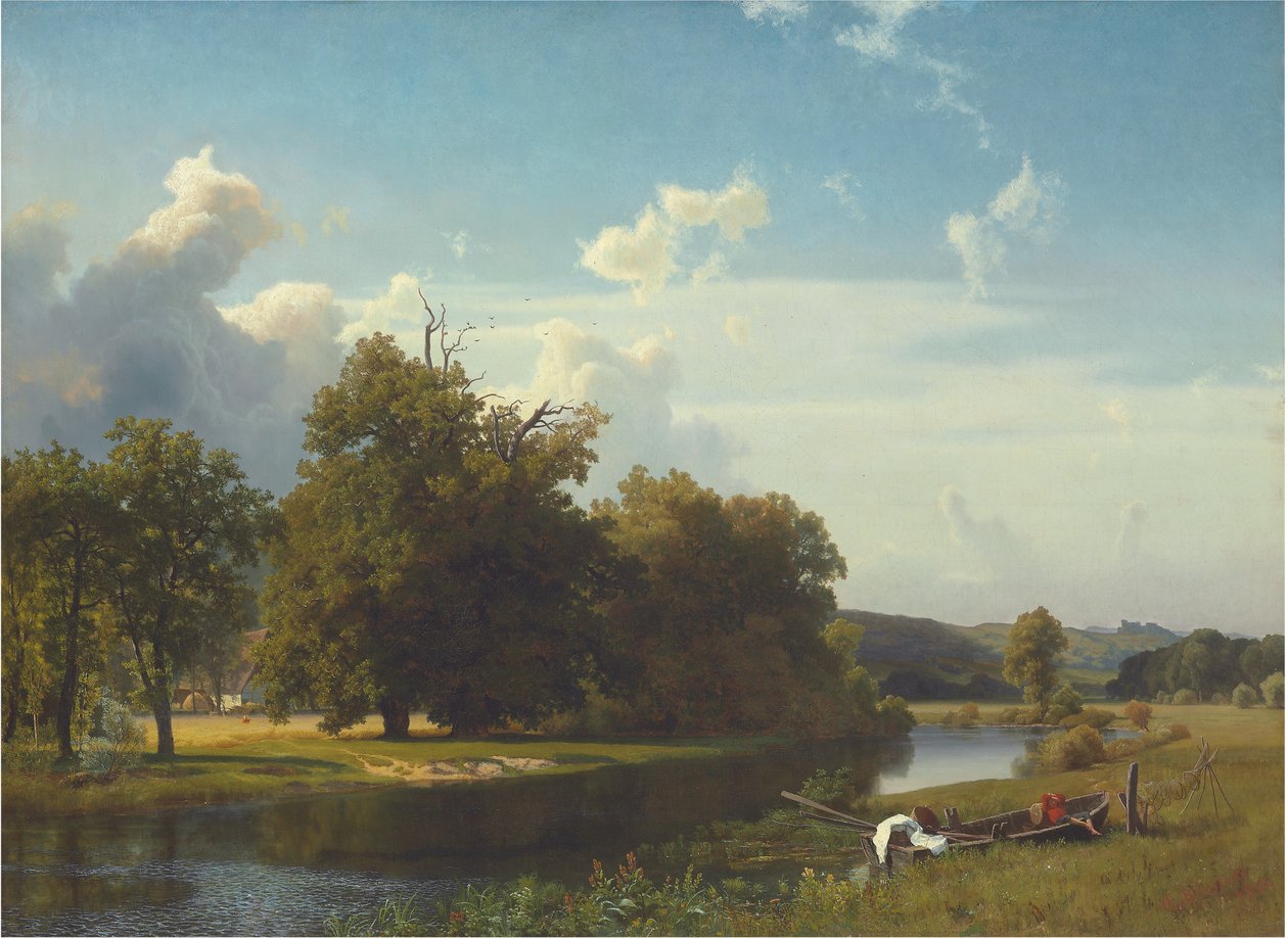 Říční krajina, Vestfálsko, 1855 od Albert Bierstadt