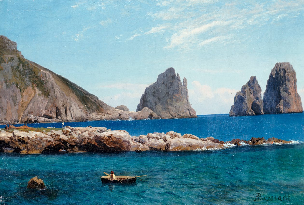 Veslování ze skal od Albert Bierstadt