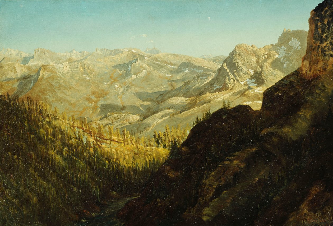 pohoří Sierra Nevada, Kalifornie, od Albert Bierstadt