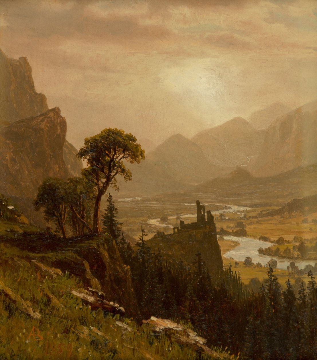 Západ slunce na hoře od Albert Bierstadt