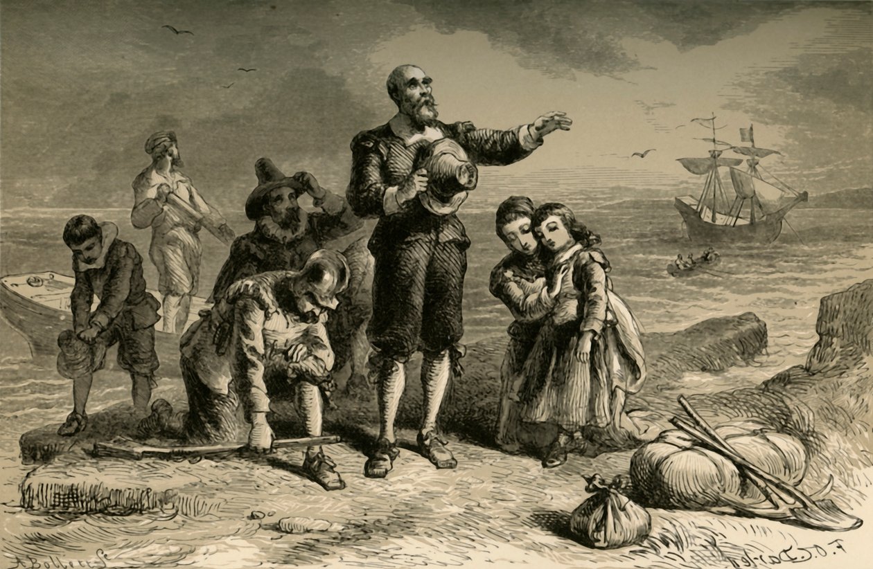 Přistání poutníků, 1877. od Albert Bobbett