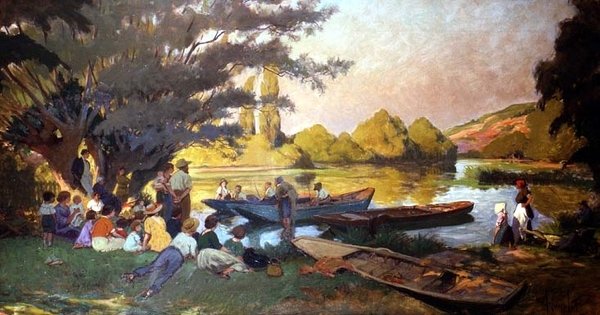 Pikniková scéna od Albert Edouard Puyplat