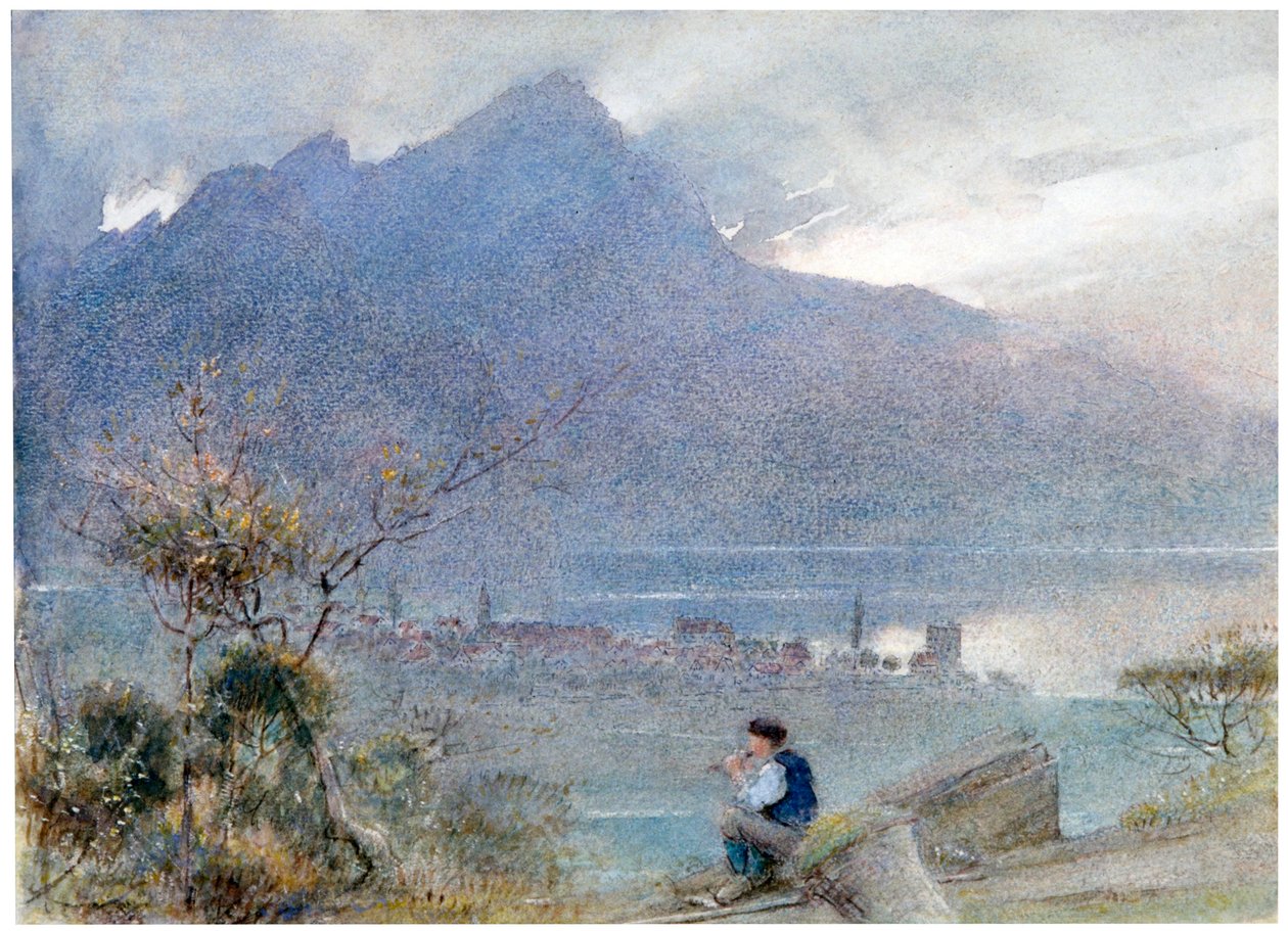 Stansstad a Pilatus, Švýcarsko, c1865-1932. od Albert Goodwin
