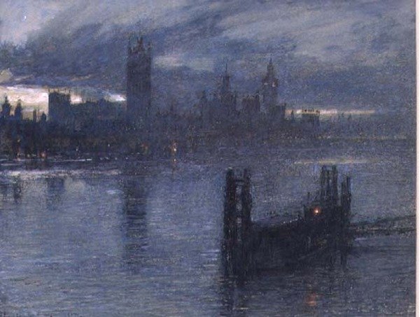 Westminster z Lambeth Bridge od Albert Goodwin