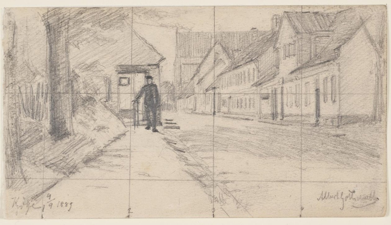 Ulice v Køge s chodícím mužem od Albert Gottschalk