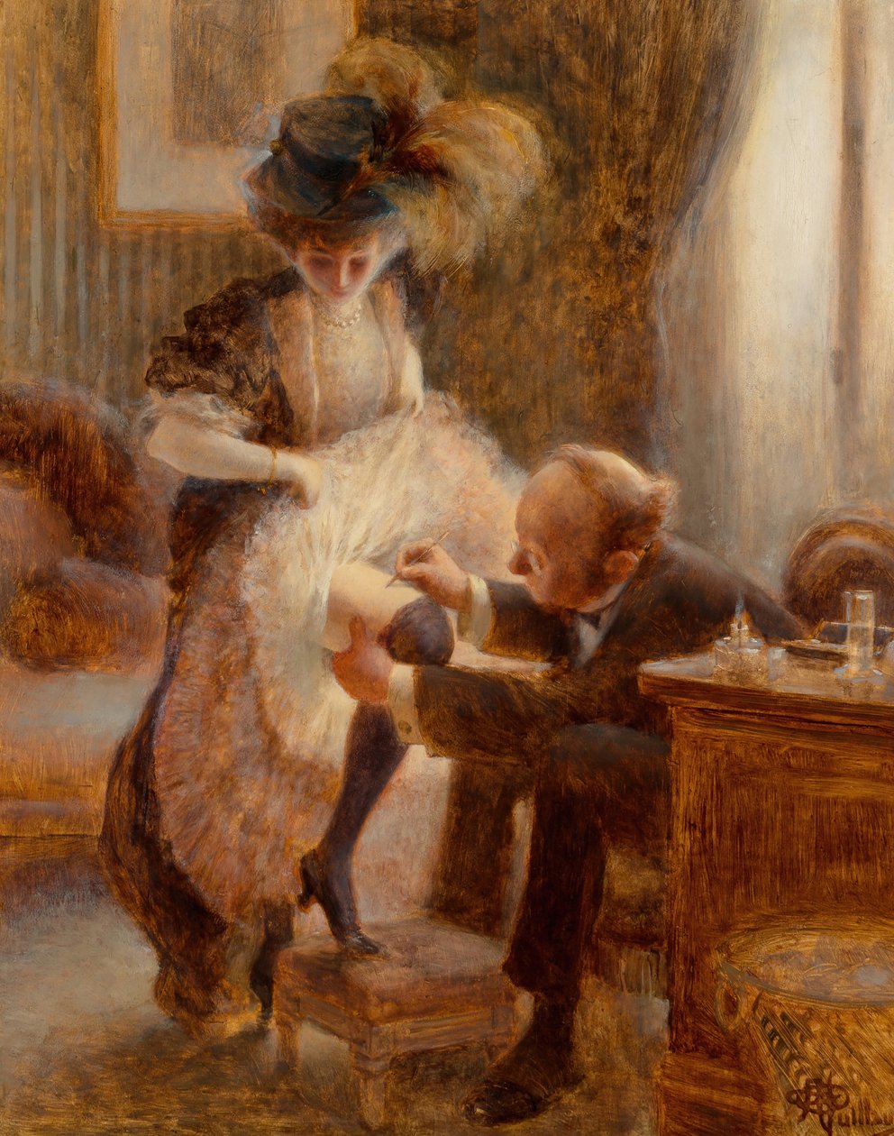 Zvedla spodničku . od Albert Guillaume