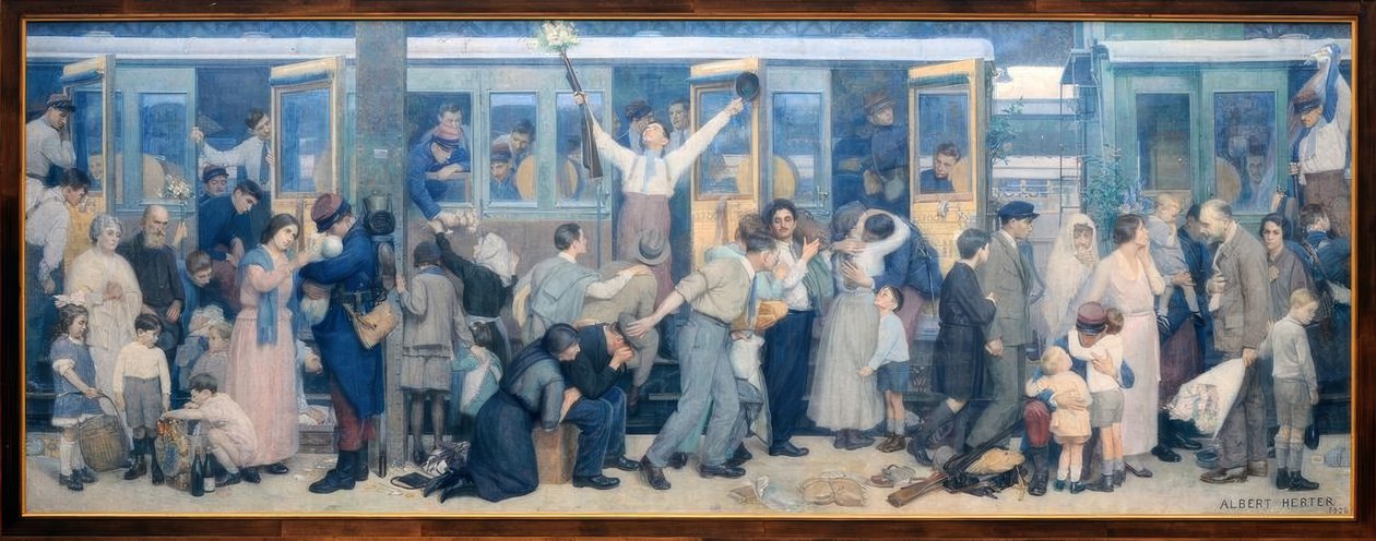 Odchod chlupáčů - srpen 1914 od Albert Herter