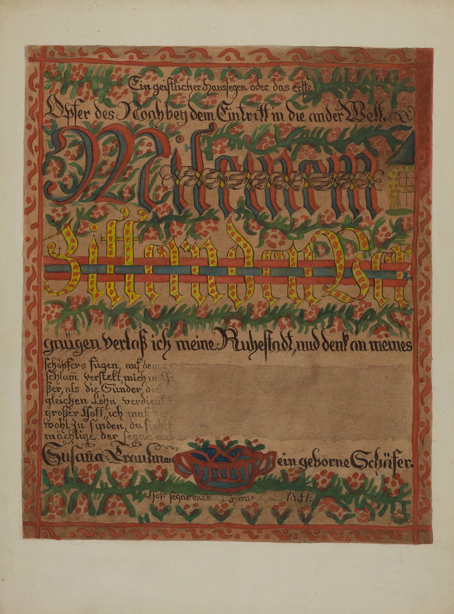 Pa. Německý úmrtní list, c. 1937. od Albert J. Levone