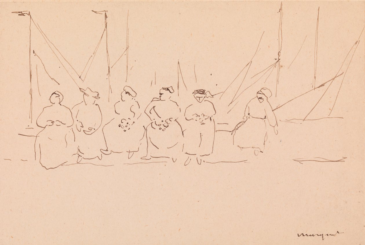 Šest žen na molu od Albert Marquet