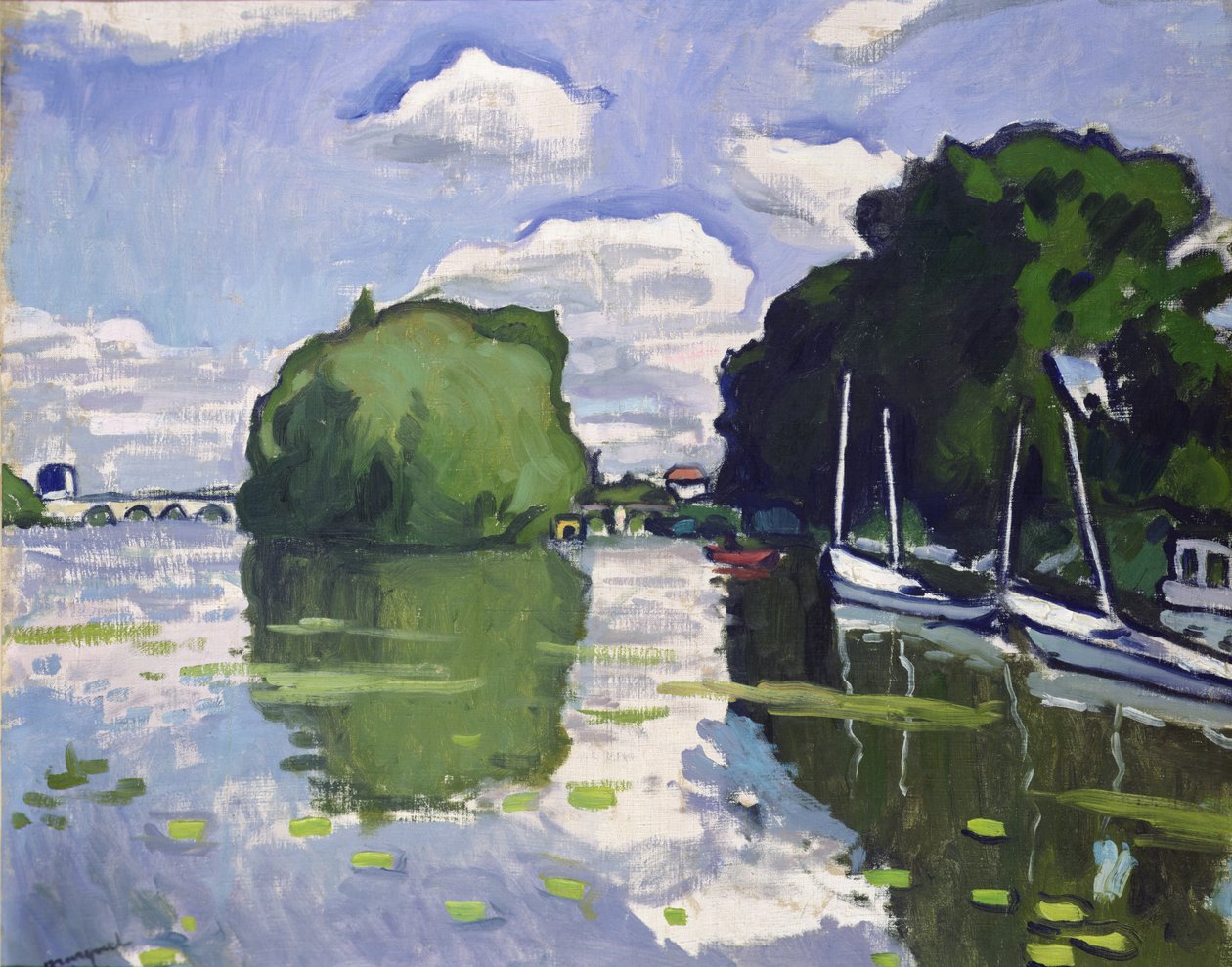 Seina v Poissy od Albert Marquet