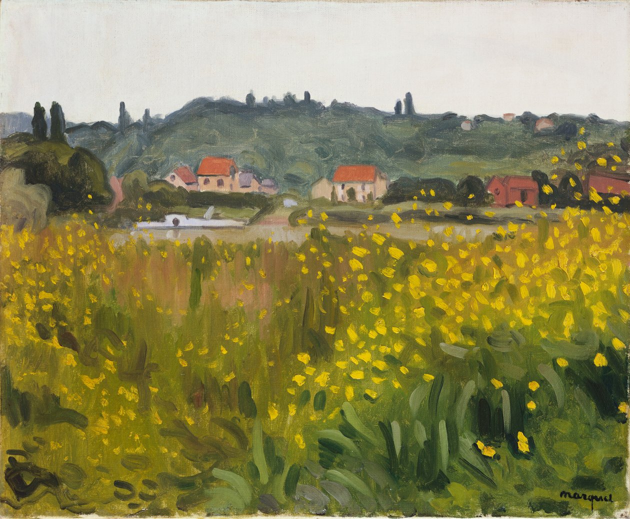Žluté květy ve Villenesu od Albert Marquet