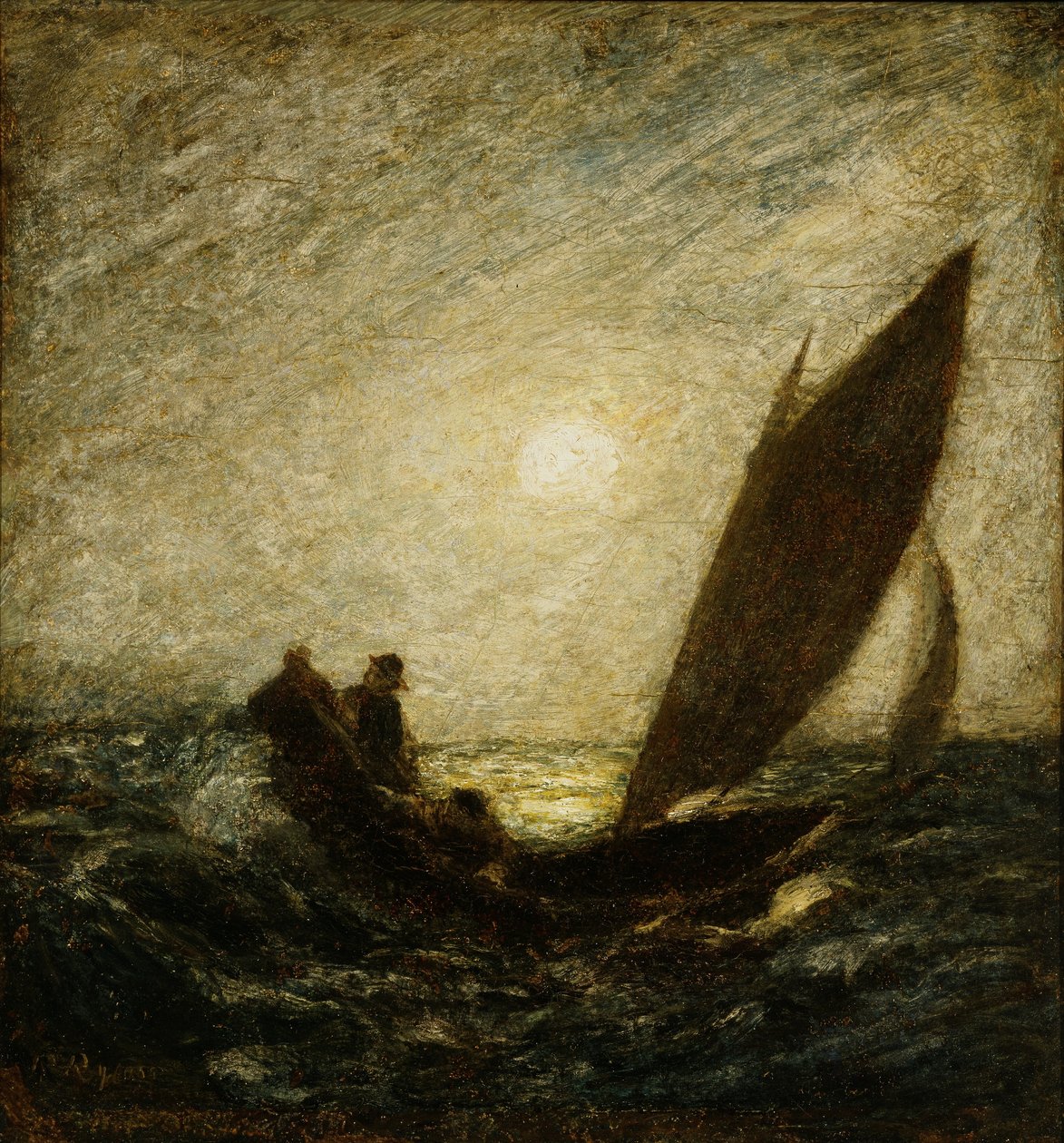 Se šikmým stěžněm a sklápěcí přídí od Albert Pinkham Ryder