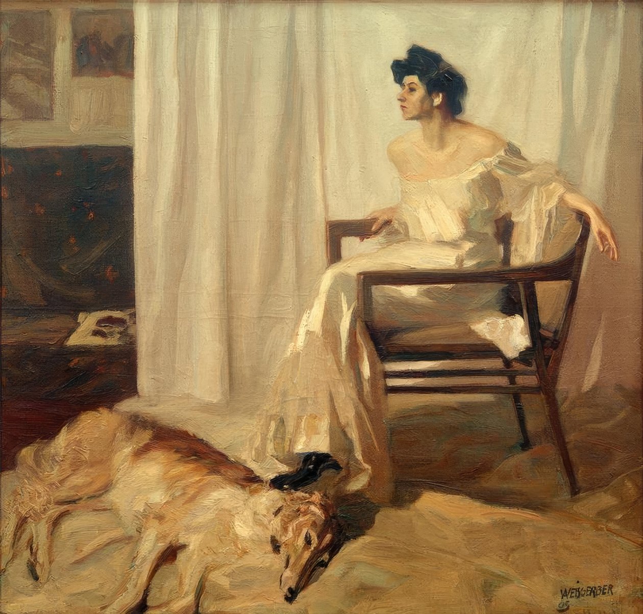 Dáma s greyhoundem od Albert Weisgerber