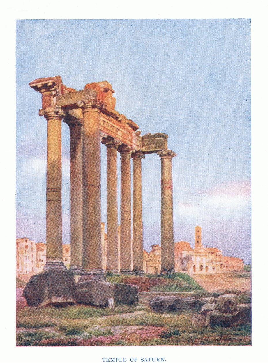 Saturnův chrám, z Říma, vydaný A & C Black Ltd, 1925 od Alberto Pisa
